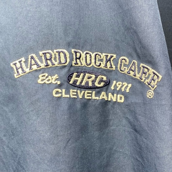 HARDROCK CAFE CLEVELAND PULL OVER JACKET UNISEX LARGE NAVY BLUE - Picture 3 of 11